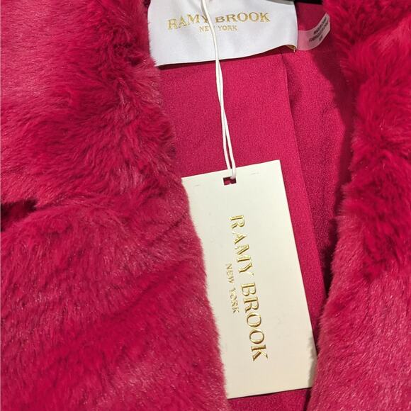NWT Ramy Brook Sydney Faux Fur Jacket Coat Magenta Pink Women's Size Medium - Picture 5 of 6
